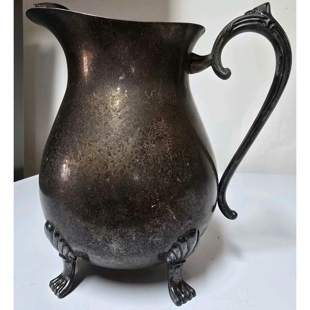 Vintage Leonard Silverplate Footed Water Pitcher With Ice Lip American Victorian